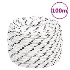 Vidaxl Pletena vrv za čoln bela 12 mm x 100 m poliester