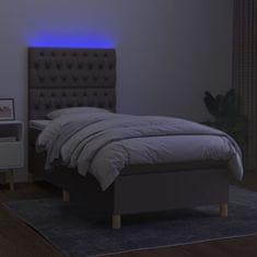 Vidaxl Box spring postelja z vzmetnico LED taupe 100x200 cm blago
