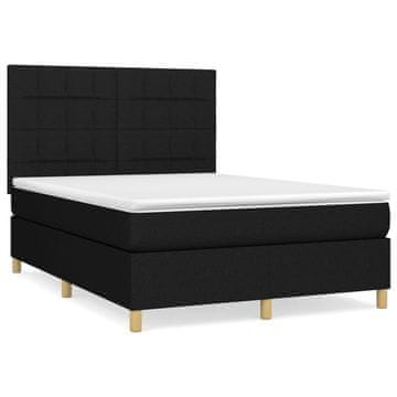 Vidaxl Box spring posteljni z vzmetnico črn 140x190 cm blago