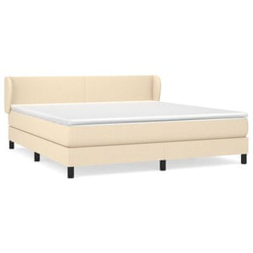 Vidaxl Box spring postelja z vzmetnico krem 160x200 cm blago