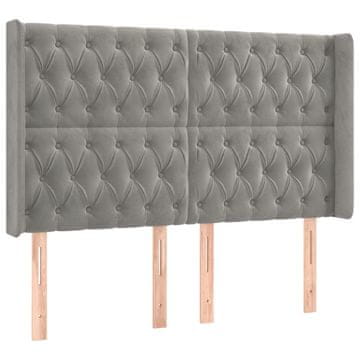 Vidaxl Vzglavje z ušesi svetlo sivo 147x16x118/128 cm žamet