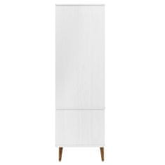 Vidaxl Garderobna omara bela 90x55x175 cm trdna borovina