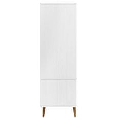 Greatstore Garderobna omara bela 90x55x175 cm trdna borovina