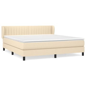 Vidaxl Box spring postelja z vzmetnico krem 180x200 cm blago