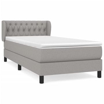 Vidaxl Box spring postelja z vzmetnico svetlo siva 90x200 cm blago