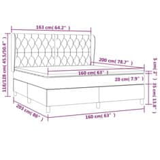 Vidaxl Box spring postelja z vzmetnico temno siva 160x200 cm blago