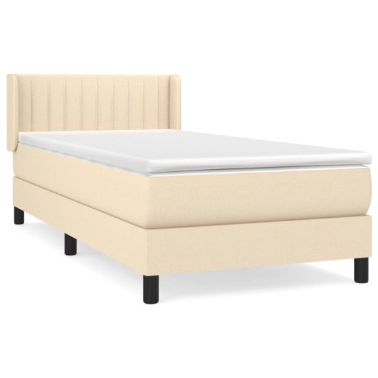 Vidaxl Box spring postelja z vzmetnico krem 80x200 cm blago