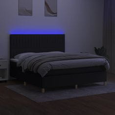 Vidaxl Box spring postelja z vzmetnico LED črna 160x200 cm blago