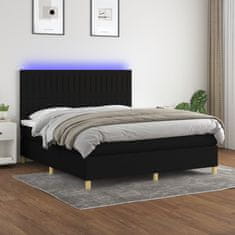 Vidaxl Box spring postelja z vzmetnico LED črna 160x200 cm blago