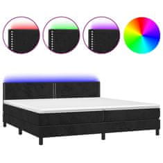 Vidaxl Box spring postelja z vzmetnico LED črna 200x200 cm žamet