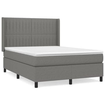 Vidaxl Box spring posteljni z vzmetnico temno siv 140x190 cm blago