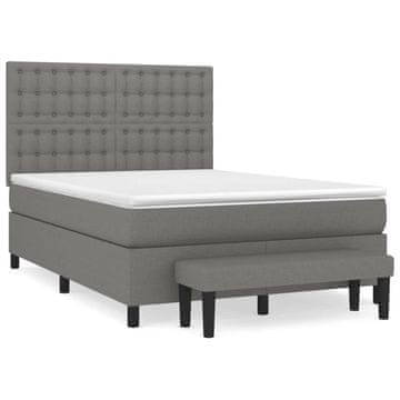 Vidaxl Box spring posteljni z vzmetnico temno siv 140x190 cm blago