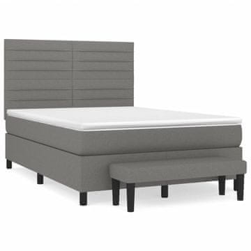 Vidaxl Box spring posteljni z vzmetnico temno siv 140x190 cm blago