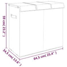 Vidaxl Zložljiva košara za perilo siva 64,5x34,5x59 cm lanena tkanina