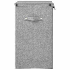 Vidaxl Zložljiva košara za perilo siva 51x34,5x59 cm lanena tkanina