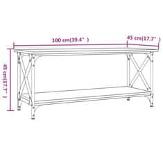 Vidaxl Klubska mizica rjav hrast 100x45x45 cm inženirski les in železo