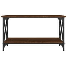 Vidaxl Klubska mizica rjav hrast 80x45x45 cm inženirski les in železo