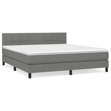 Vidaxl Box spring postelja z vzmetnico temno siva 180x200 cm blago