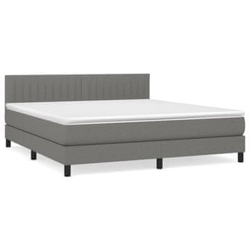 Vidaxl Box spring postelja z vzmetnico temno siva 180x200 cm blago