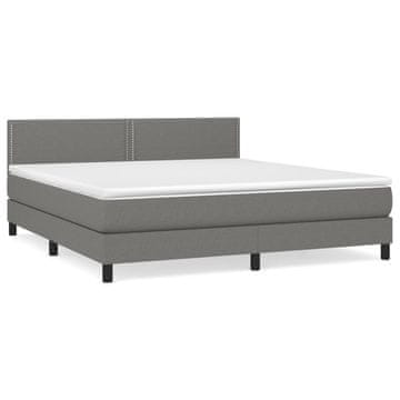 Vidaxl Box spring postelja z vzmetnico temno siva 180x200 cm blago