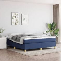 Vidaxl Box spring postelja z vzmetnico modra 180x200 cm blago