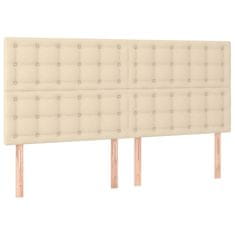 Vidaxl Box spring postelja z vzmetnico krem 160x200 cm blago