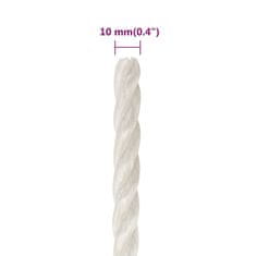Vidaxl Delovna vrv bela 10 mm 100 m polipropilen