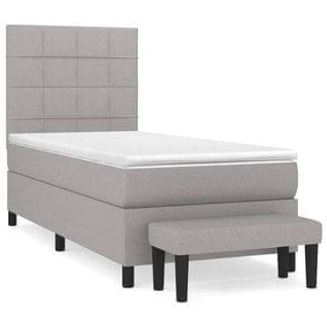 Vidaxl Box spring postelja z vzmetnico svetlo siva 90x200 cm blago