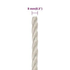 Vidaxl Delovna vrv bela 8 mm 250 m polipropilen