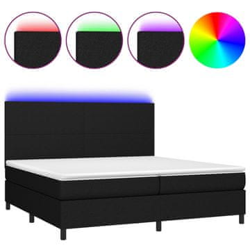 Vidaxl Box spring postelja z vzmetnico LED črna 200x200 cm blago