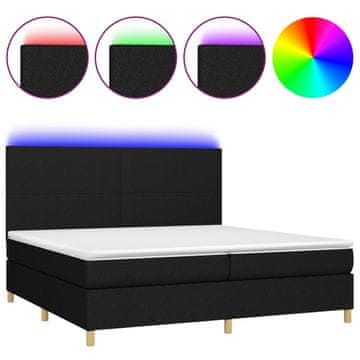 Vidaxl Box spring postelja z vzmetnico LED črna 200x200 cm blago