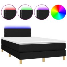 Greatstore Box spring postelja z vzmetnico LED črna 120x200 cm blago
