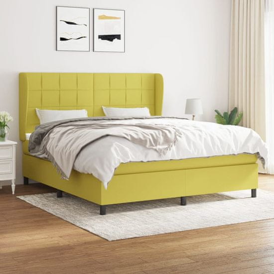 shumee Box spring postelja z vzmetnico zelena 180x200 cm žamet