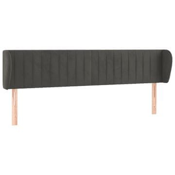 Vidaxl Vzglavje z ušesi temno sivo 163x23x78/88 cm žamet