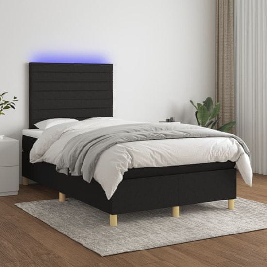 shumee Box spring postelja z vzmetnico LED črna 120x200 cm blago