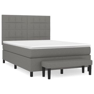 Vidaxl Box spring posteljni z vzmetnico temno siv 140x190 cm blago