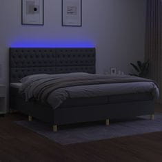 Vidaxl Box spring postelja z vzmetnico LED temno siva 200x200 cm blago
