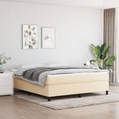 Vidaxl Box spring postelja z vzmetnico krem 160x200 cm blago
