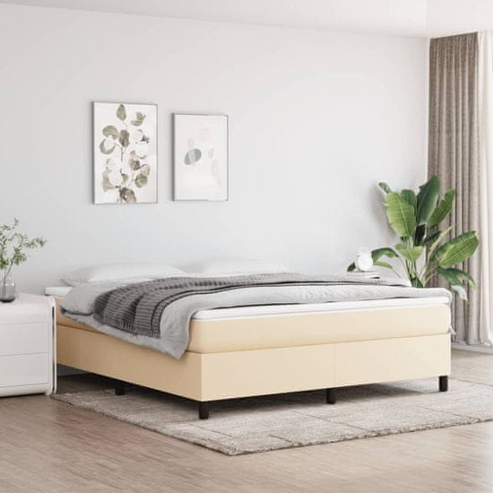 Vidaxl Box spring postelja z vzmetnico krem 160x200 cm blago