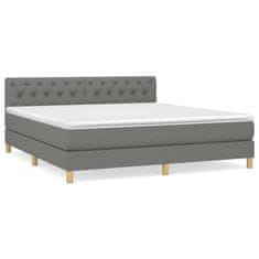 Vidaxl Box spring postelja z vzmetnico temno siva 160x200 cm blago