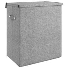 Vidaxl Zložljiva košara za perilo siva 51x34,5x59 cm lanena tkanina