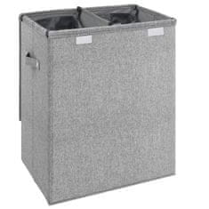 Vidaxl Zložljiva košara za perilo siva 51x34,5x59 cm lanena tkanina