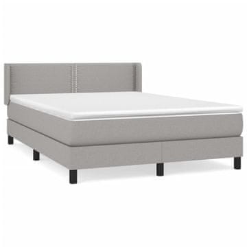 Vidaxl Box spring posteljni z vzmetnico svetlo siv 140x190 cm blago
