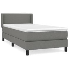 Vidaxl Box spring postelja z vzmetnico temno siva 90x200 cm blago