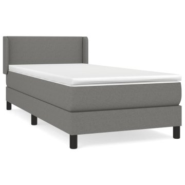 Vidaxl Box spring postelja z vzmetnico temno siva 90x190 cm blago