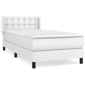 Vidaxl Box spring postelja z vzmetnico bel 100x200 cm umetno usnje