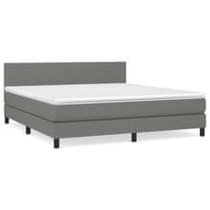 Vidaxl Box spring postelja z vzmetnico temno siva 180x200 cm blago