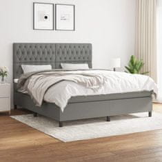 Vidaxl Box spring postelja z vzmetnico temno siva 180x200 cm blago
