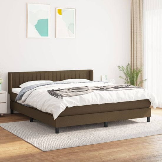 Greatstore Box spring postelja z vzmetnico temno rjava 160x200 cm blago