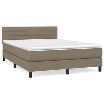 Vidaxl Box spring postelja z vzmetnico taupe 140x190 cm blago